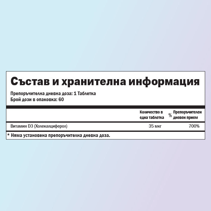 Витамин Д3 хранителни стойности